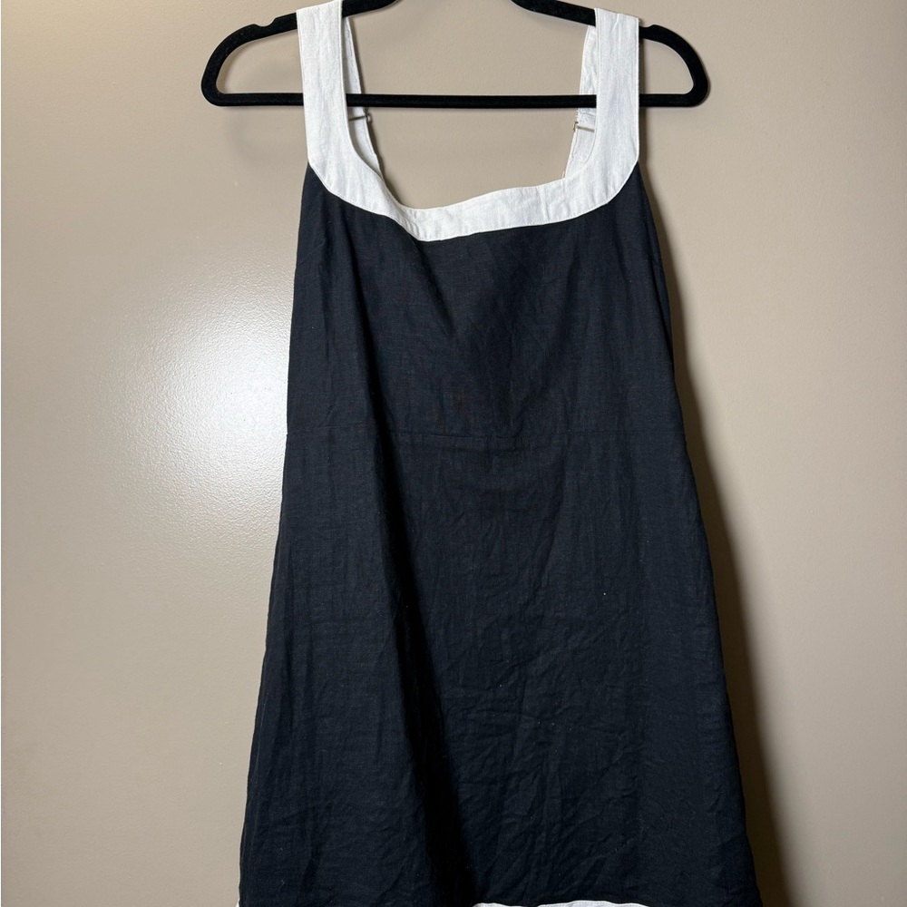 Abercrombie & Fitch Black and White Linen A-Line Dress